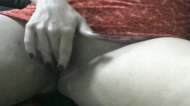 Thick legs wife playing with dildo showing her body while watch big cock masturbatiomn