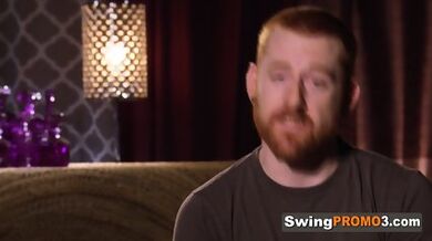 Redhead Couple Gets Ready To Party In The Red Room With Other Swingers