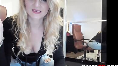 Blonde Girl Blue Eyes Smoking on Webcam