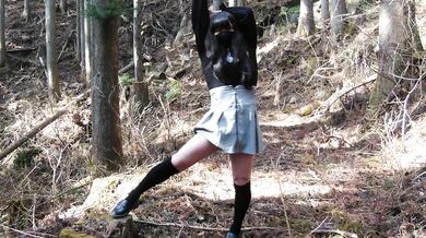 Cute exposed masturbation ejaculation in the backcountry of nature