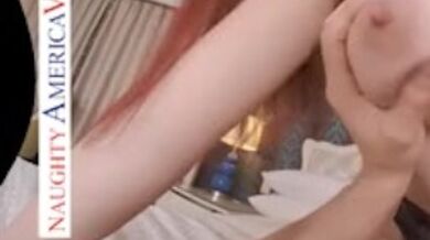 Redhead With Giant Melons Bust Client's Balls In A Kinky Way