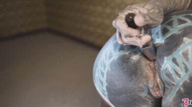 Tattooed Teen Testing Fuck Machine With Her Anal