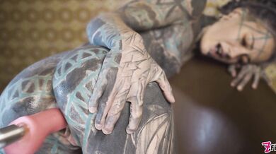 Tattooed Teen Testing Fuck Machine With Her Anal