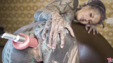 Tattooed Teen Testing Fuck Machine With Her Anal