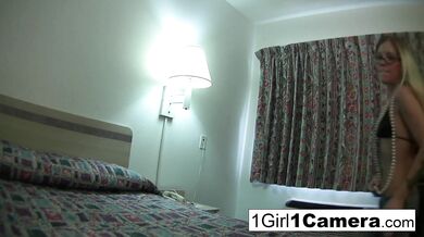 Gorgeous Blonde Babe in Glasses Filming Her Self Masturbating