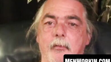 Older amateur man with small cock barely cums from stroking