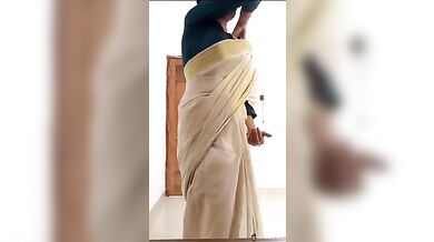 Desi Young Girl Stripping Saree