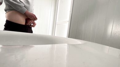 Dick Flash! A girl catches me masturbating in a public toilet on the beach and helps me finish