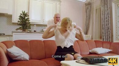 TUTOR4K. Guy is so horny that decides to fuck attractive biology teacher