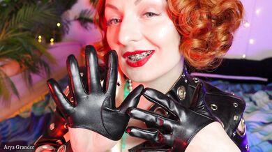 sexy short leather gloves - hot MILF teasing ASMR video with close up - glove fetish