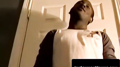 Inked chubby amateur fists cock till cumming satisfied