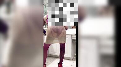 Horny Shemale with sexy lingerie showing shes panty Ass