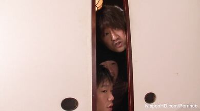 Asian makes her pussy squirt while she's being watched