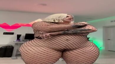 Big Blonde BBL Whore Shakes Her Huge Ass For You In Fishnets
