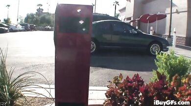 Horny blonde busty slut fingers ass and takes cock deep