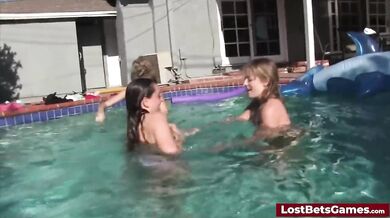 Derek Is Getting His Dick Sucked By All Four Wet Girls In The Pool (Aften Opal, Kyler Quinn)