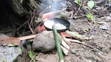 Pinay Outdoor Porn Harvest and Cooking Bamboo Shoots