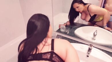 Surprised stepsister with sex in the bathroom vacation fuck motel sex big boobs