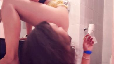 Surprised stepsister with sex in the bathroom vacation fuck motel sex big boobs