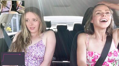 Nadia Foxx & Serenity Cox cumming hard in public drive thru with Lush remote controlled vibrators