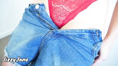 Cumming In Her Sexy Panty And Denim Shorts - Step Sis Cum In Panties Pussy