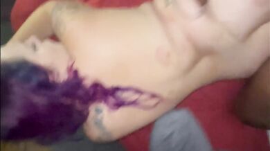 Purple haired milf enjoys bbc backshot
