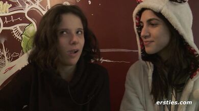 Ersties - Agave and Magena finger their hairy pussies in locker room