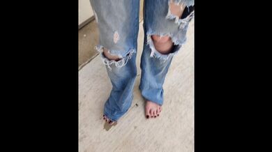Pissing my ripped jeans