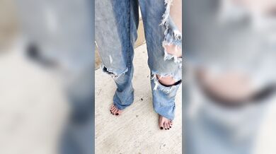 Pissing my ripped jeans