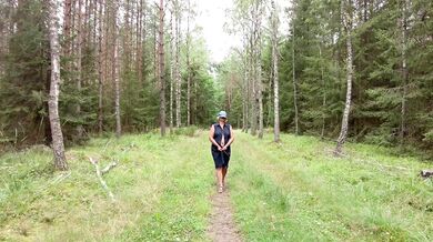 Nude walk in the forest