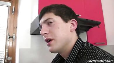 Old motherinlaw loves young cock