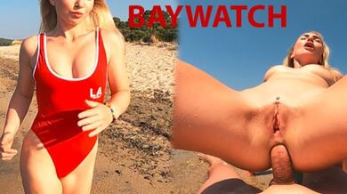 Baywatch hot blonde fucked me to save POV blowjob pussy fuck anal cum JessiJek
