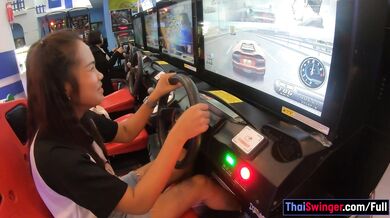 Thai MILF cutie girlfriend masturbates pussy and jerks BFs big dick