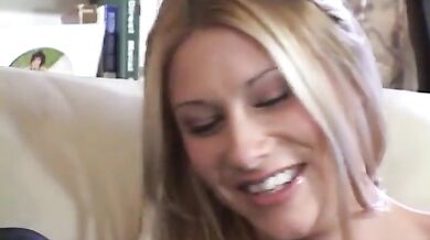 Busty MILF and cute teen get fucked on the couch