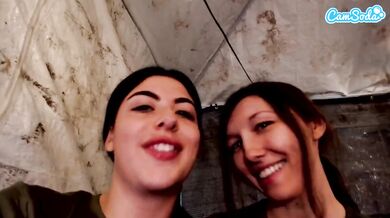 two sexy girls playing around with their pussies