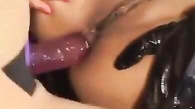 Two perfect asian whores fucking with toys