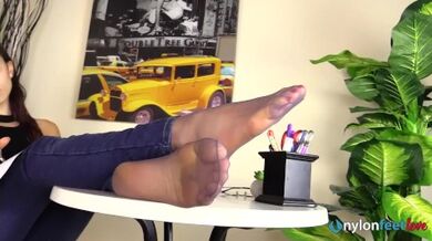 Teen pantyhose feet shoeplay and tease