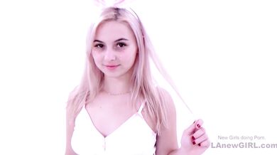 Pretty Blonde Student eat sperm at casting
