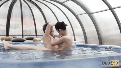 Old Daddy Passionately Drills Young Mistress On White Couch