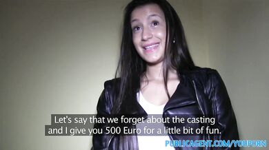 PublicAgent Shy brunette has sex in restaurant toilet for cash