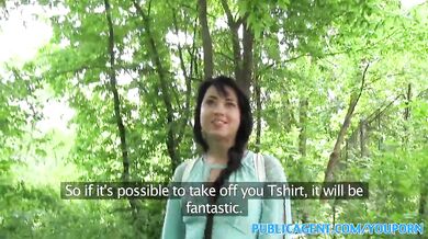 PublicAgent Sexy black haired russian fucked in the woods