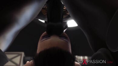 Extreme fuck. A super sexy brunette in cuffs gets fucked by BBC in the sci-fi lab