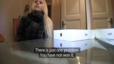 PublicAgent Blonde with Huge Boobs win iPad