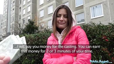 Public Agent Hot Russian brunette with tattoos loves taking big dick