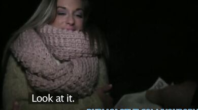 PublicAgent Babe gets paid extra Christmas cash for sex with stranger