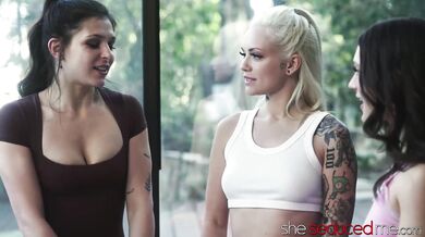 Brunette Babe Uses Dildo In 3some Oral