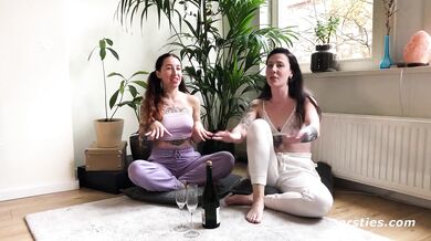 Ersties - Intense penetration with long glass dildo for Hailey's smooth pussy