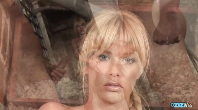 Running away from her jealous husband the sexy blonde ended up in an arousing foursome