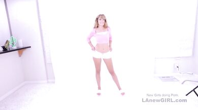 Pretty Blonde Teen cheerleader swallows cum