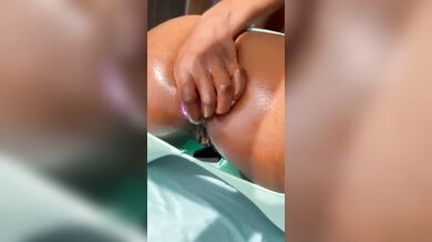 Hot Ebony Babe Stretching Her Ass Out